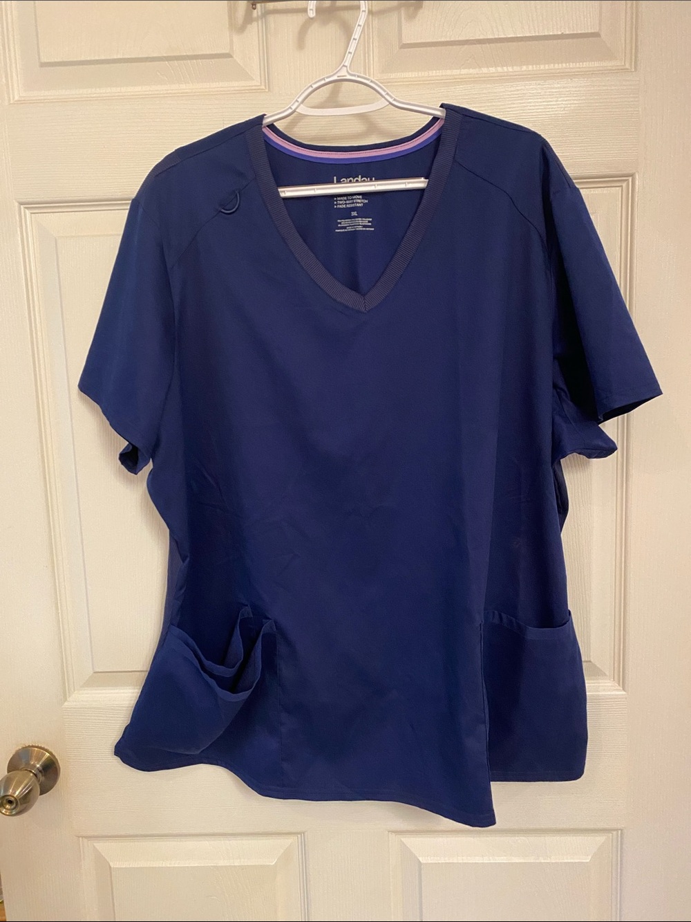 Landau Dark Blue V-Neck Medical Scrub Top 3x
